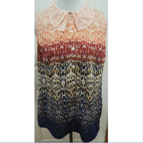 CAbi Tops - CABI # 3078 Peach Blue Sleeveless Love Top sz. M